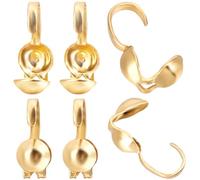 Beebeecraft 1 boîte de 200 embouts de Perles en Acier Inoxydable Embouts de Perles Ouverts Cache-Noeud Minuscule Coquille Rabattable Embouts de Culotte pour Nœuds Diamètre Intérieur de 3 mm
