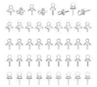 Beebeecraft 1 boîte de 200 pendentifs à Œillet de 4 tailles 925 crochets à Œillet en Laiton Plaqué Argent Sterling pour la Fabrication de Bijoux à Perles Semi Percées