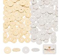 Beebeecraft 1 boîte de 200 perles D'Espacement Plates de 6mm en Acier Inoxydable Plaqué Or 24 carats et 304 perles Rondes en Acier Inoxydable pour la Fabrication de Bijoux à Faire Soi Même.
