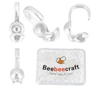 Beebeecraft 1 boîte de 300 embouts de Perles Ouverts Couvre-Nœuds Plaqués Argent Sterling 2 mm Coquille Dorée à Sertir Extrémités de Culotte Repliables avec Boucle Ouverte pour la Fabrication