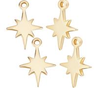 Beebeecraft 1 boîte de 40 Breloques North Star Plaquées Or 18 carats Petites Breloques Plates en Forme D'Étoile pour la Fabrication de Bijoux et L'Artisanat