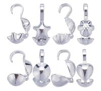 Beebeecraft 1 boîte de 40 Embouts de Perles à Clapet en Laiton Plaqué Platine 4 Styles Cache-Noeud à Clapet avec Trou de 1/3 mm pour Nœuds et Résultats de Sertissage Fabrication de Bijoux