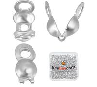 Beebeecraft 1 boîte de 500 embouts de Perles Ouverts Couvre-Nœuds en Acier Inoxydable 1.4 mm à Clapet à Sertir Repliables pour la Fabrication de Bijoux les Loisirs Créatifs