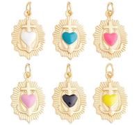 Beebeecraft 1 boîte de 6 Breloques Cœur Sacré en Laiton Plaqué Or 18K Véritable avec Anneau de Jonction Croix et Ancre pour la Création de Bijoux Loisirs Créatifs Boucles d'oreilles Colliers