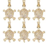 Beebeecraft 1 boîte de 6 breloques Tortue Plaqué Or 18 carats avec Zircone Cubique avec Anneau Ouvert pour la Fabrication de Bijoux Bracelets Colliers