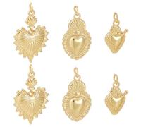 Beebeecraft 1 boîte de 6 pièces 3 styles Plaqué Or 18 carats avec Zircone Cubique Breloques en Forme de Cœur Sacré Pendentifs en Forme D'Amour avec Anneaux Ouverts pour la Fabrication de Bijoux