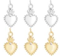 Beebeecraft 1 boîte de 8 breloques en forme de cœur plaqué or 18 carats avec oxyde de zirconium pour la fabrication de bijoux sur le thème du Sacré-Cœur