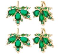 Beebeecraft 1 boîte de 8 Breloques en Forme de Feuille D'Érable Plaqué Or 18 carats avec Zircone Cubique Cristal Vert Thème Printemps Feuilles de Plantes Pendentifs Pendants