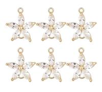 Beebeecraft 1 boîte de 8 connecteurs en Zircone Cubique Plaqué Or 18 carats avec Strass en Forme de Fleur et de Lien Floral pour Bracelet, Collier, Bijoux, Loisirs Créatifs, Trou : 1.2 mm