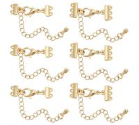 Beebeecraft 1 boîte de 8 fermoirs Superposés Plaqués Or 18 carats Multi-Brins Triple Couche Fermoirs Magnétiques pour Colliers Connecteurs de Chaîne Réglables avec Fermoirs Mousquetons pour la