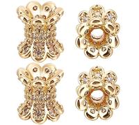 Beebeecraft 1 boîte de 8 Perles D'Espacement Double Face en Laiton Plaqué Or 18 carats avec Zircone Cubique pour la Fabrication de Bijoux Bracelets Boucles d'oreilles