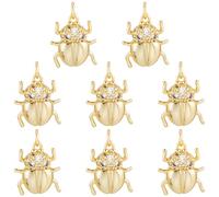 Beebeecraft 1 Boîte de 8 Pièces Cubic Zircone Insecte Charm Fabrication de Bijoux Laiton Plaqué Or 18K Thème Animal Volant Coléoptère Charm Fournitures Artisanales Pendentif