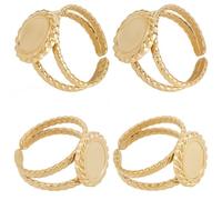 Beebeecraft 1 boîte de 8 Supports de Bagues Ouvertes Sun Plaqués Or 18 carats 304 Anneaux Vierges Ouverts en Acier Inoxydable avec Plateau Ovale Supports Métalliques Vierges Lunettes DIY pour la