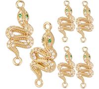 Beebeecraft 1 boîte de 9 Breloques Serpent en Oxyde de Zirconium en Laiton Plaqué Or 16 carats Connecteurs Cobra Serpent Breloques pour la Fabrication de Bijoux
