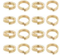 Beebeecraft 1 Box 120Pcs Petits Anneaux en Métal 6mm Laiton plaqué Or 24 carats Mini Split Jump Ring avec Double Boucles Split Porte Clef pour Colliers Boucles d'oreilles Ornements