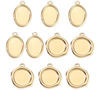 Beebeecraft 1 Coffret 10Pcs Cabochon Setting Charms 18 carats plaqué or 304 acier inoxydable 2 Styles blanc pendentif lunette plateaux de Base découvertes pour la fabrication de bijoux commémoratif