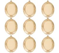 Beebeecraft 1 Coffret 10Pcs Cabochon Setting Charms 18 carats plaqué Or 304 Acier Inoxydable 28 mm Long Ovale Blanc Pendentif Lunette Plateaux de Base découvertes pour la Fabrication de Bijoux