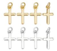 Beebeecraft 1 Coffret 20Pcs Croix Charms Or 18 Carats & Argent Sterling 925 Plaqué Laiton Jésus Dangle Charme Mini Christ Crucifix Pendentifs avec Bague de saut pour Bijoux Fabrication Collier