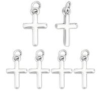 Beebeecraft 1 Coffret 20Pcs Petit Crucifix Charme Bracelet Pendentif 925 Argent Sterling Plaqué Laiton Minuscule Croix Charmes pour Bijoux Fabrication Collier Boucles d'oreilles Bricolage Artisanat