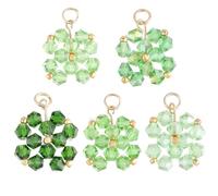 Beebeecraft 10 Pièces 5 Couleurs Vert Trèfle Charm Véritable 18K Gold Placé Acier Inoxydable Verre Quatre Feuilles Trèfle Charm St Patrick Lucky Leaf Pendentif pour Fabrication de Bijoux Boucles