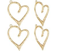 Beebeecraft 10 pièces Grand Coeur Breloques Plaqué Or 14K Creux Coeur Amour Pendentif Breloques pour Boucle d'oreille Fabrication de Bijoux Artisanat Fournitures Mariage
