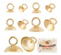 Beebeecraft 100 Pcs 5 Taille Long Pendentif Bélières Bélières 18K Plaqué Or Tasse Peg Bail Perle Pendentif Bélières Rondes Fermoir Perle Pendentif Connecteur 4~10mm pour Globe Verre Bulle Couverture