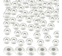 Beebeecraft 100 pièce de Perles D'Espacement Rondes et Plates en Argent Sterling de 7 mm Perles Lisses en Vrac avec Trou de 1.5 mm pour la Fabrication de Bijoux Breloques Loisirs Créatifs