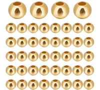 Beebeecraft 100 pièce de Perles Rondes D'Espacement en Or Plaqué Or 24 carats 925 Perles en Argent Sterling de 2mm Perles en Métal Lisses sans Couture Perles en Vrac pour la Fabrication de Bijoux