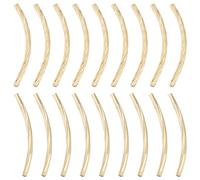 Beebeecraft 100 pièce de Perles Tubulaires Incurvées 2 styles Plaqué Or 18 carats Texture Longue Nouilles Barre D'Espacement Perle D'Espacement pour Bricolage Fabrication de Bijoux Artisanaux