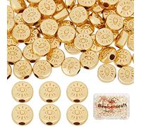 Beebeecraft 100 pièces/Boîte Evil Eye Spacer Beads 18K Gold Plated Monster Eye Beads Charm 5x7mm Loose Jewelry Making Beads for DIY Bracelet Boucle d'oreille Collier