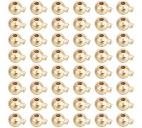 Beebeecraft 100 Pièces Bouchon Perles de Sertissage 14K Plaqué Or Laiton Rond Positionnement Perles de Sertissage End Cap Joint pour Fabrication de Bijoux Découvrir Bricolage Artisanat