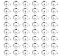 Beebeecraft 100 Pièces Perles de Sertissage pour la Fabrication de Bijoux 5x3.5x3.5mm Argent Sterling Plaqué Laiton Boule Ronde Plate Perles de Sertissage Bouchon Espacer Perles pour Bracelet Collier