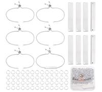 Beebeecraft 10Pcs Bracelet coulissant réglable pour la fabrication de bijoux, 304 acier inoxydable métal 10Pcs Rectangle estampage vierges connecteur Charms avec deux trous 100Pcs 5mm anneaux de saut