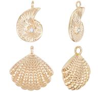 Beebeecraft 12 pièce 2 Styles Breloques en Forme de Coquillage de Conque en Métal Plaqué Or 18 carats Thème Océan D'Été Breloque Escargot et Coquille Saint Jacques pour la Fabrication de Bijoux