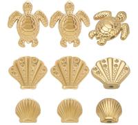Beebeecraft 12 pièces 3 styles de Perles de Coquillage de Tortue Plaqué Or 18 carats Entretoise D'Animal de Mer Résultats de Perles en Vrac pour L'Été Bijoux à Bricoler Soi-Même Colliers Bracelets Bou