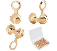 Beebeecraft 1Box 400Pcs Embouts de Perles Plaqués Or 18K Couvre-Noeuds Minuscule Clamshell Pliable Calotte Perle Couvre Extrémités Caps pour DIY Bracelets Colliers (Coupe de 3mm)