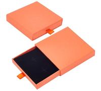 Beebeecraft 2 boîte Cadeau Carrée en Carton pour Bijoux Collier Boucle D'Oreille Bracelet Boîte de Rangement en Papier Kraft pour le Memorial Day (Orange) 8x8x2cm)
