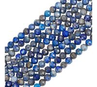Beebeecraft 2 brin 240 pièces de Perles Paresseuses Lapps de 3 mm en Pierre de Cristal Naturelle Bleue Ronde à Facettes Micro Coupées Perles D'Espacement en Vrac Breloques pour la Fabrication