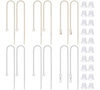 Beebeecraft 2 Couleur 20 pièces de 11cm de Tige en Acier Inoxydable avec 20 écrous à Oreilles en Plastique Enfile Oreilles à Pompon Pendant Boucles d'oreilles avec Boucle pour la Création de Bijoux