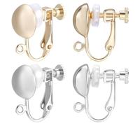 Beebeecraft 20 convertisseur de Boucles D'Oreilles à Clip 2 couleurs Plaqué Or 18 carats et Platine avec Boucle 20 coussinets en Silicone pour Oreilles Non Percées