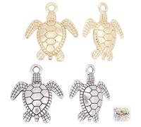 Beebeecraft 20 Pcs 2 Couleurs Tortue de Mer Charms 14K Or & Thai Argent Plaqué Alliage Tortue Océan Animaux Pendentif pour la Fabrication de Bijoux Fournitures Artisanat