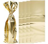Beebeecraft 20 Sac Cadeau pour Bouteille de Vin Pochette à Vin Métallique Dorée Emballage Cadeau avec 20 Attaches Sacs en Film Polypropylène Réfléchissant pour Bouteilles de Vin Aspect Scintillant
