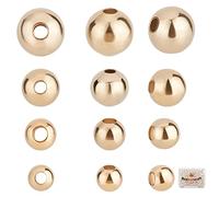 Beebeecraft 200 pièces 4 Perles Plaquées Or 24K 3.5 mm 4 mm 5 mm 6 mm Rondes Lisses Entretoises Résistantes au Ternissement sans Couture pour Collier Bracelet Boucle d'oreille Fabrication de Bijoux
