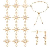 Beebeecraft 24Pcs Star Link Charms 18 carats plaqué Or Laiton zircone | Polaris Star Connector Charms North Star Pendentif avec 2 Trous pour Bijoux Fabrication Collier Bracelets Bricolage Craft