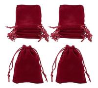 Beebeecraft 25 pièces 9x7 cm Pochettes à Bijoux Rouge Foncé Bordeaux Rouge Sacs Cadeaux en Tissu de Velours Doux avec Pochettes à Bijoux à Cordon (3.5x2.8 Pouces)