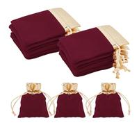 Beebeecraft 25 Pièces Pochettes Cadeaux en Velours avec Ouverture Dorée Vin Rouge Petits Sacs à Bijoux avec Cordon de Serrage 10x7 cm pour Emballage de Cadeaux de Bijoux pour la Saint Valentin Mariage