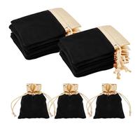Beebeecraft 25 pochette à Bijoux en Velours avec Sacs D'Emballage Cadeau Noirs Ouverts Dorés avec Cordon de Serrage de 10x7 cm pour L'Emballage de Cadeaux de Fête de Bijoux pour la Saint Valentin la