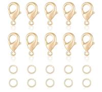 Beebeecraft 30 pièce et 60 pièces Fermoirs Mousquetons et Anneaux Ouverts Fermoir Mousqueton en Laiton Plaqué Or 18 carat pour la Fabrication de Bijoux Colliers et Bracelets