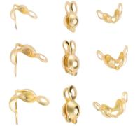 Beebeecraft 300 embout de Perle de 3 tailles Plaqué Or 18 carats Couvercle de Nœud Ouvert Embouts de Calotte à Clapet Repliables pour la Fabrication de Bijoux DIY