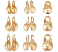 Beebeecraft 300 pièce 3 Tailles D'Embouts de Perles à Clapet Plaqués Or 18 carats 304 Petits Embouts de Perles Pliables en Acier Inoxydable pour la Fabrication de Bijoux Bracelets Colliers